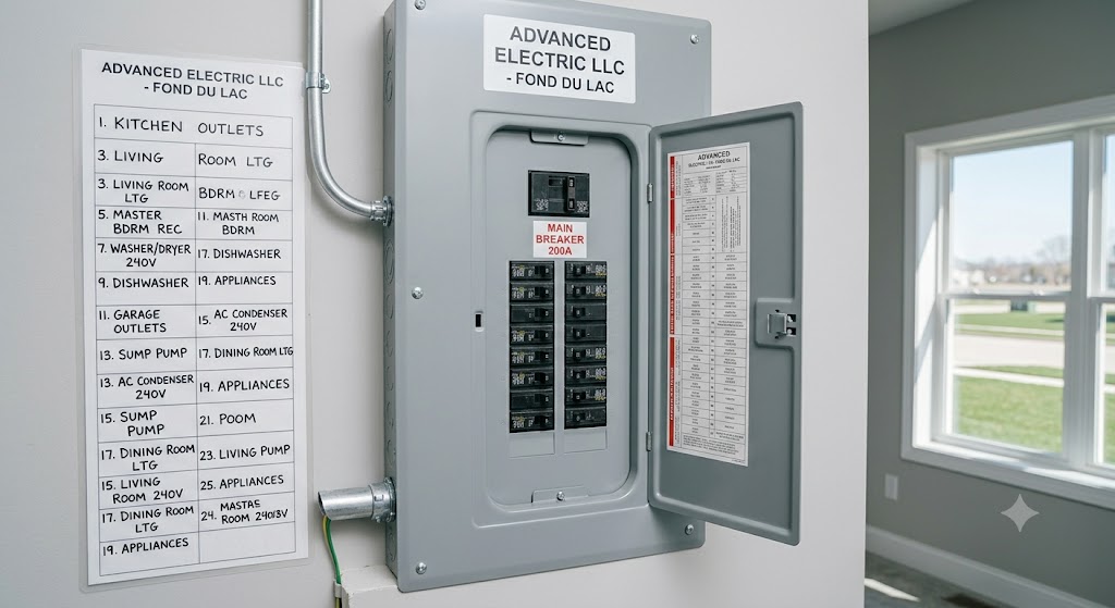 clean wiring electrical panel new construction Fond du Lac